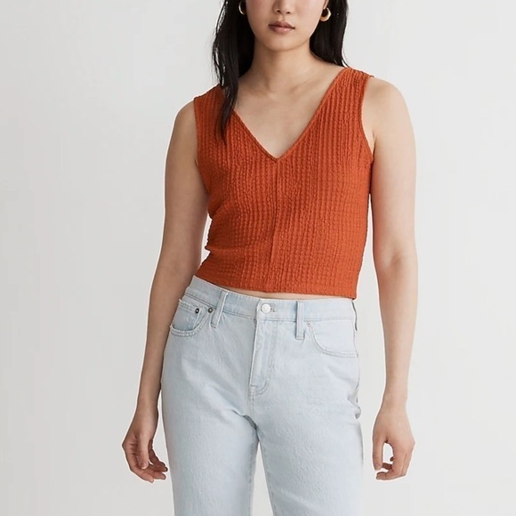 Madewell vneck sleeveless crop top copper washed orange - Picture 1 of 6